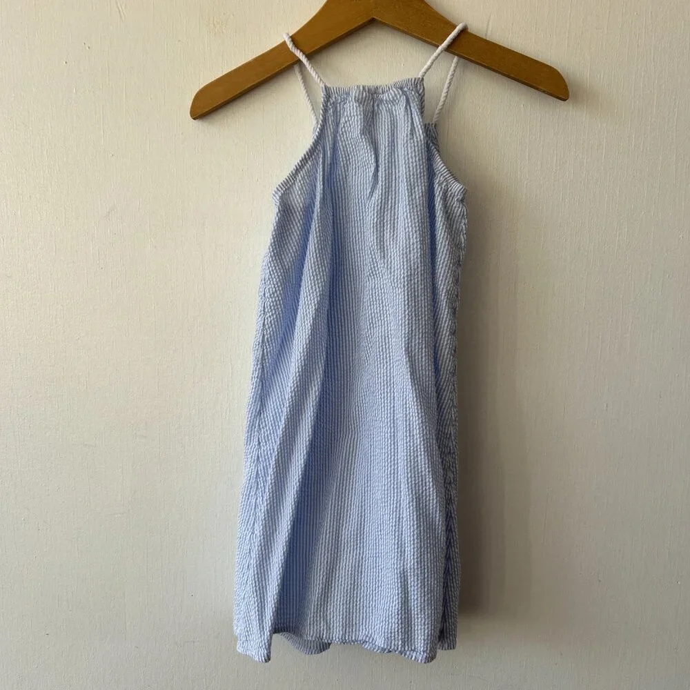H&M Girls Seersucker Shift Dress Size 6 Blue‎ Striped Preppy Coastal